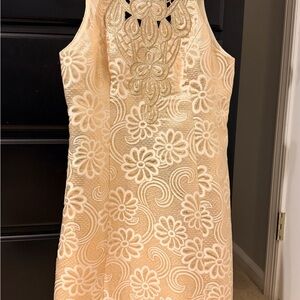 Lilly Pulitzer Gold Metallic Jacquard Party Dress